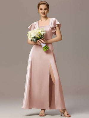 Polly Satin Dress with Sleeves