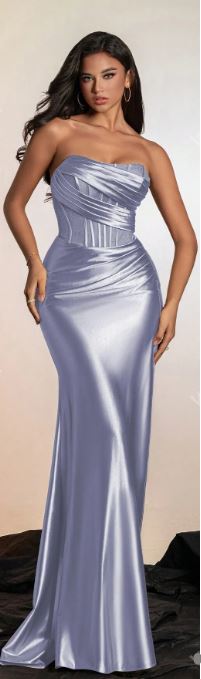 Sydney strapless Satin Corset Mermaid Split Evening Dress