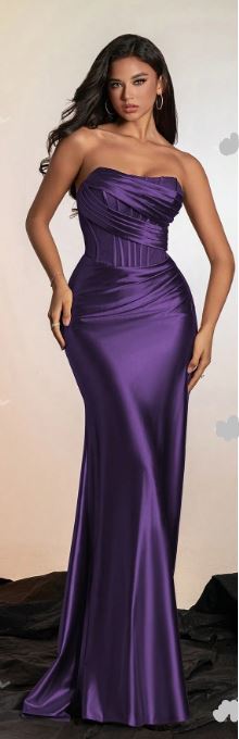 Sydney strapless Satin Corset Mermaid Split Evening Dress