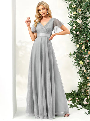 Alice V-Neck A-Line Floor-Length Evening Dress