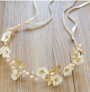 Daisy Crystal Beaded Headband