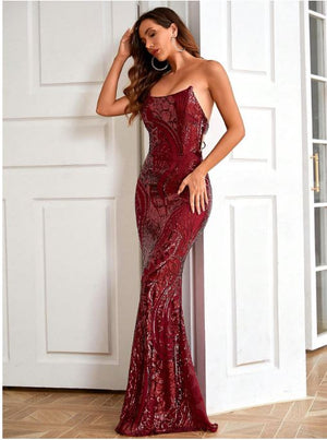 Mermaid Hem Sequin Tube Formal Dress