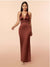 Backless Detachable Metallic Chain Strap Slit Cami Dress