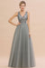 Faith  V-Neck Sleeveless Long Tulle Evening Gown With Crystals
