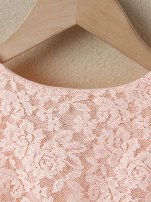 Flower Girls Lace And Mesh Layered Dress