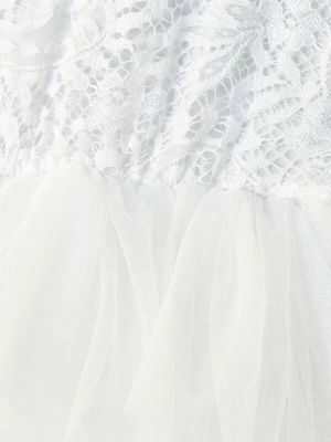 Flower Girls Lace And Mesh V-back Layered Dress
