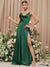 Carmin Cowl Neck Open Back Split Thigh Satin Slip Dress