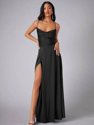 Chloe Crisscross Backless Wrap Satin Ball Dress