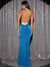 Ruched Backless Fishtail Hem Cami Prom Dress