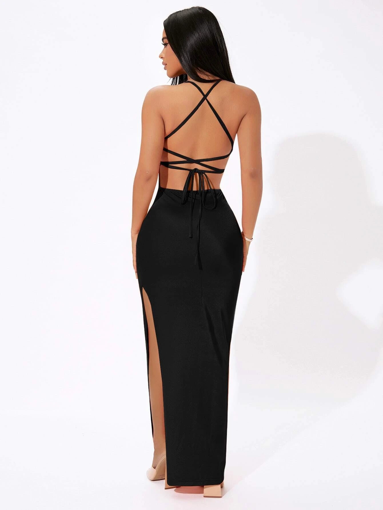 Backless Dress Extreme Thigh Split Dress JRRY Sexy Women High Slit Maxi Dresses Deep V Neck Backless Dress Extreme Thigh Split Dress JRRY Sexy Women High Slit Maxi Dresses Deep V Neck