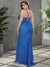 Leah Lace Up Back Split Thigh Sequin Cami Formal Dress