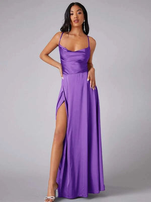 Chloe Crisscross Backless Wrap Satin Ball Dress