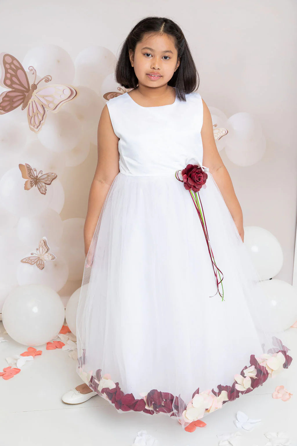 Flower Petal Dress With Sash