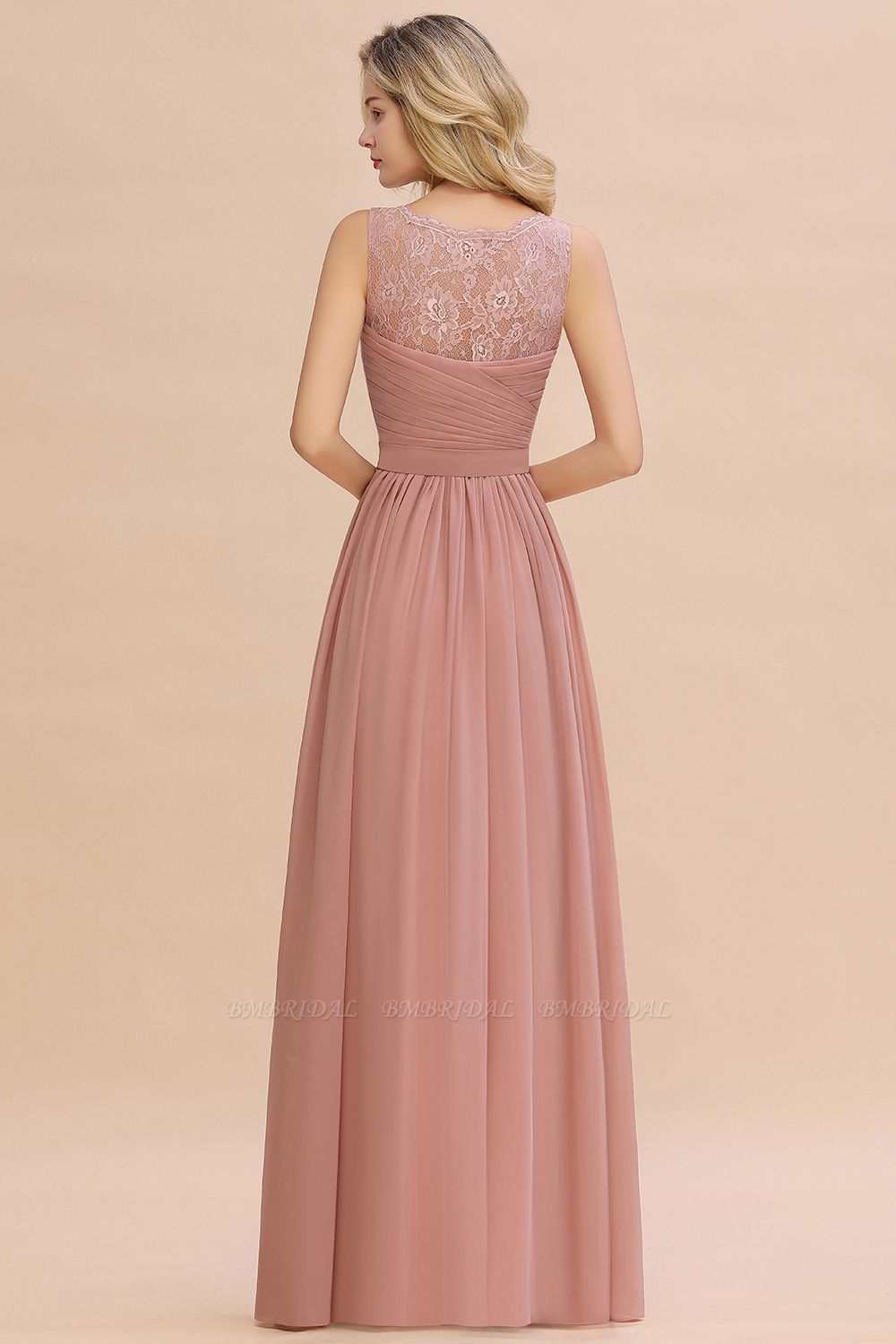 A-Line Chiffon Lace V-Neck Ruffle Wedding Dress
