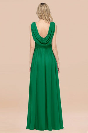 Chiffon V-Neck Dress with Draped Back