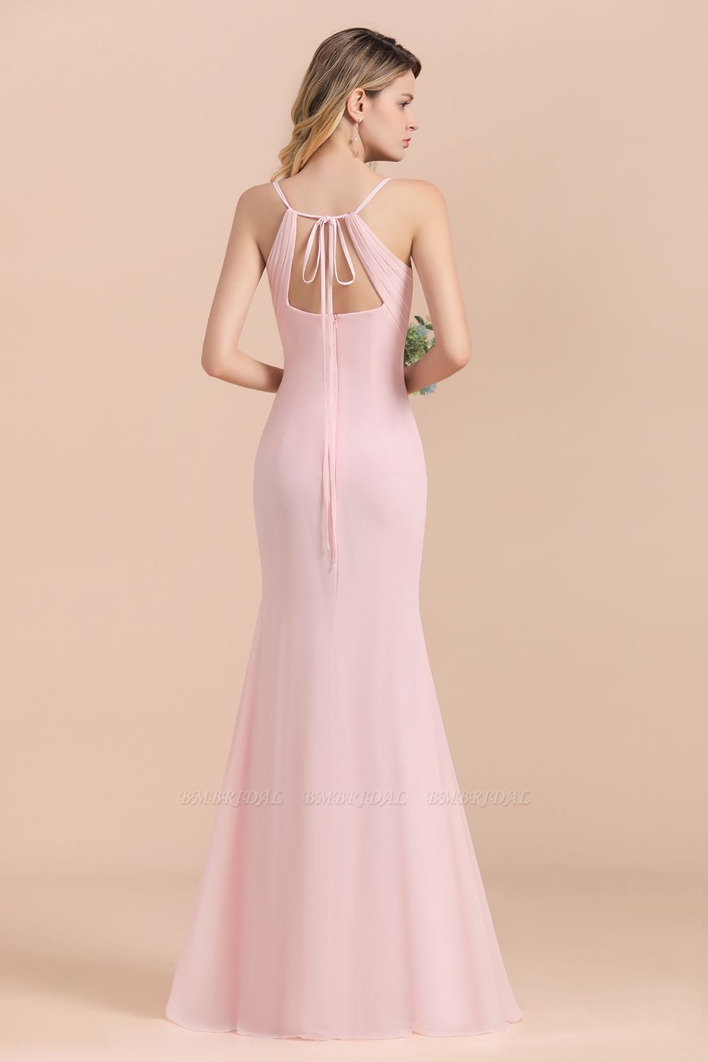 Sheath V-Neck Chiffon Bridesmaid Dress with Spagheti Straps