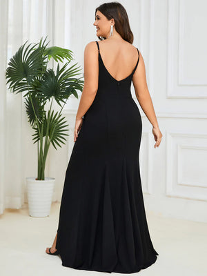 Zoe Sexy Fishtail Deep V Neck Evening Dress