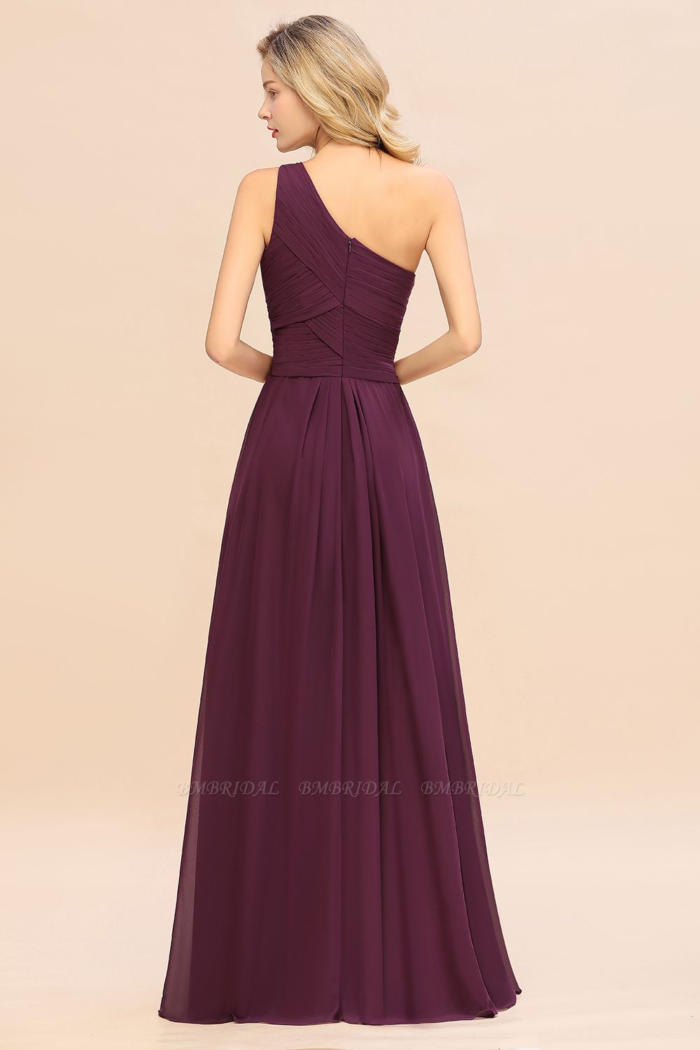 One Shoulder Ruffle Chiffon Bridesmaid Dress