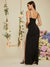 Notched Neck Slit Thigh Cami Ball Dress
