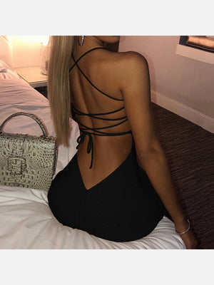 Skyla Slit Backless Lace Up Maxi Ball Dress