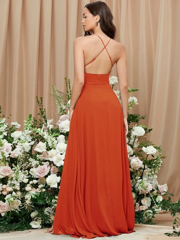 Capri Crisscross Backless Split Thigh Cami Dress