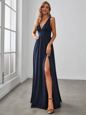 Carly Sleeveless Dress with Deep V Neck