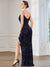 Skye Sleeveless Deep V Neck sequin Split Evening Dress