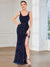 Shiny Sleeveless Deep V Neck Split Evening Dress