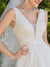 Becky A Line Sleeveless Wedding Dress with Deep V Neck
