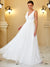 Elegant Sleeveless A Line Wedding Dresses with Deep V Neck