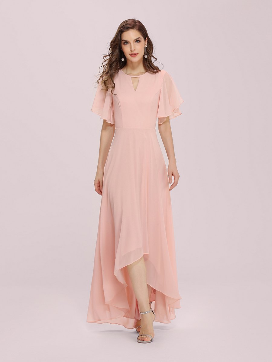 Chiffon Bridesmaid Dress with Asymmetrical Hem