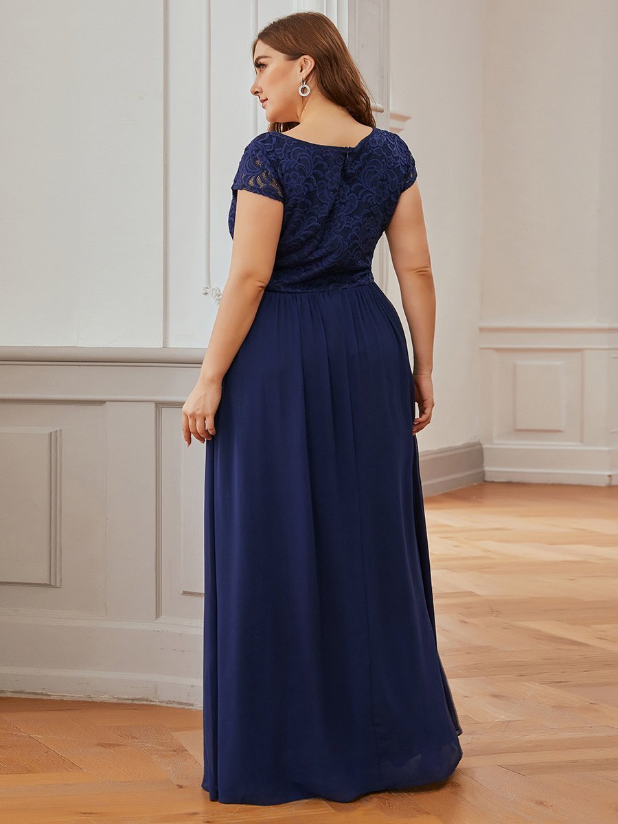 Round Neckline Lace Neckline Bridesmaids Dress
