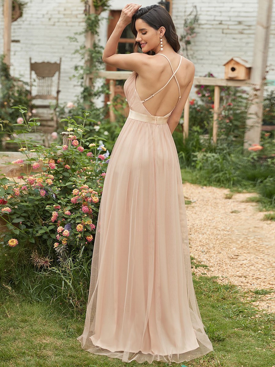Backless floor length sales dress