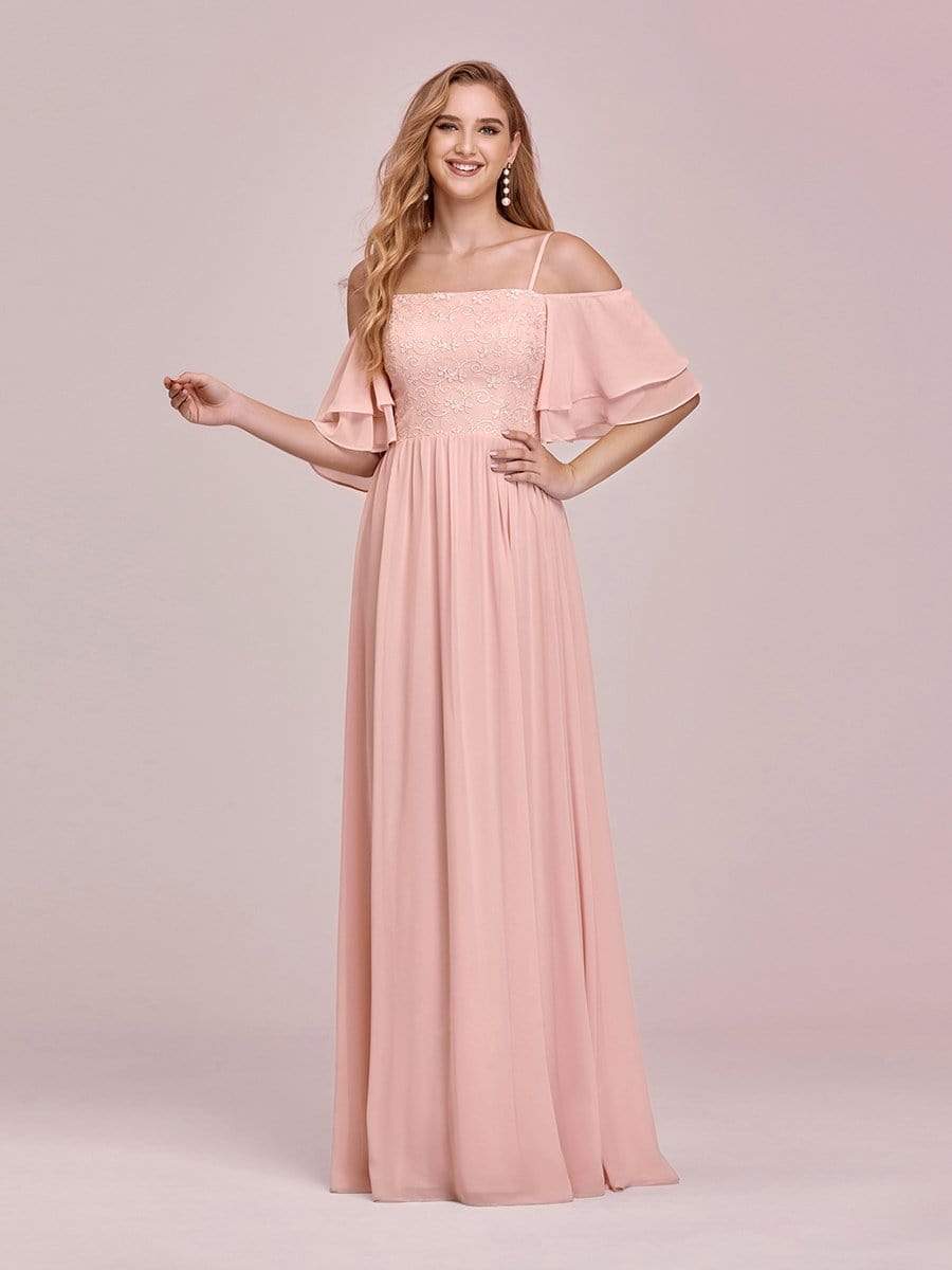 Sweet Off Shoulders Chiffon Bridesmaid Dress