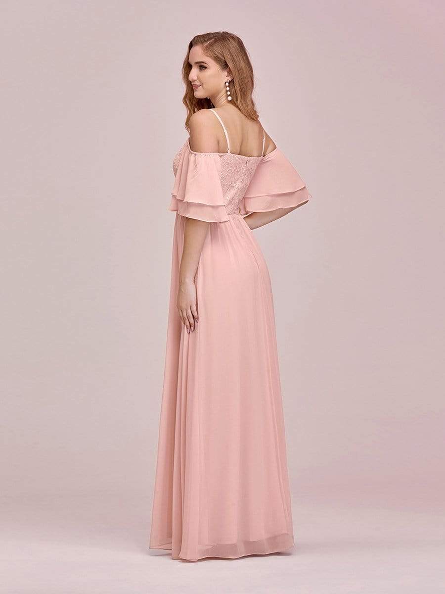 Sweet Off Shoulders Chiffon Bridesmaid Dress