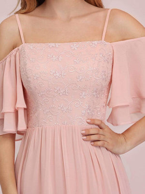Sweet Off Shoulders Chiffon Bridesmaid Dress