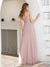 Double V Neck Tulle Bridesmaid Dress