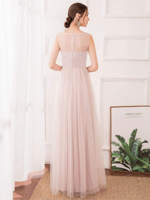 Romantic A-Line Embroidered Tulle Bridesmaid Dress