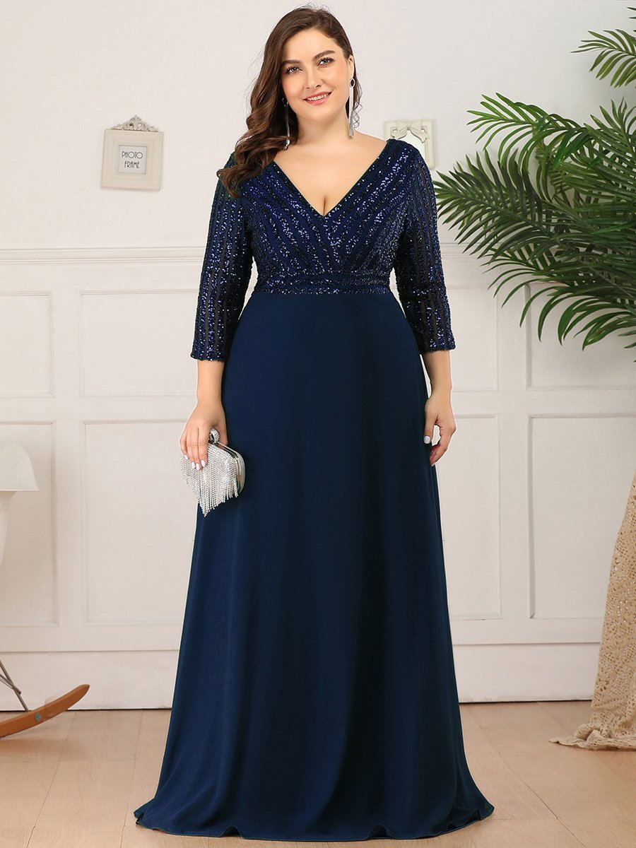 Patty V Neck A-Line Sequin Bridesmaids Dress