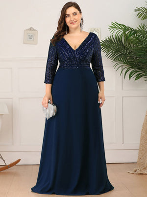 Patty V Neck A-Line Sequin Bridesmaids Dress
