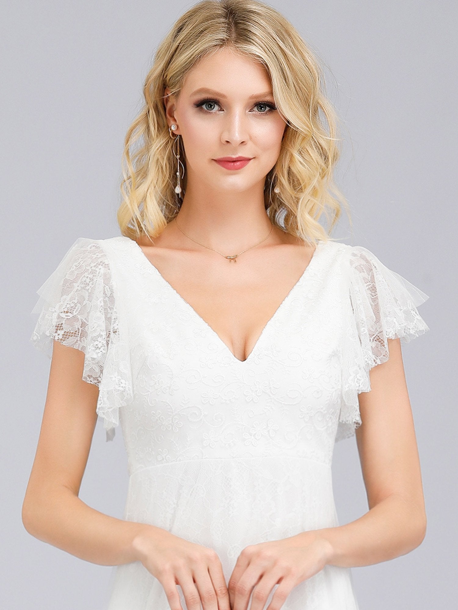 Trixie V-Neck Wedding Dress With Short Sleeve