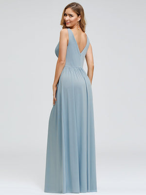 Simple Stretch Sky Blue Evening Dress