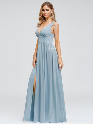 Simple Stretch Sky Blue Evening Dress