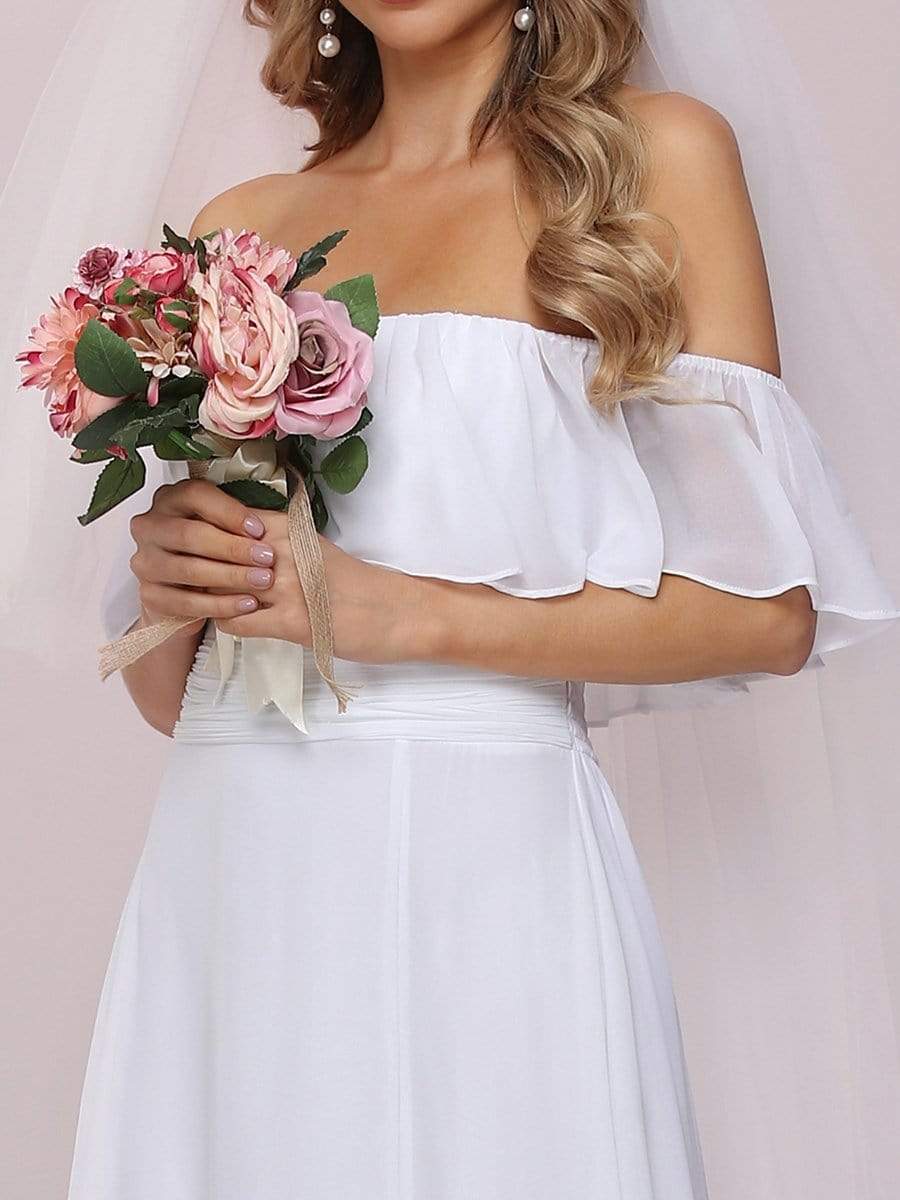 Mia Off The Shoulder Chiffon Wedding Dress