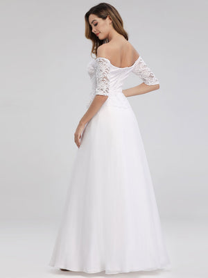 Women's A-Line Off the Shoulder Floor-Length Wedding Dress