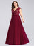 V Neck Cap Sleeves Lace Evening/Bridesmaids Dress