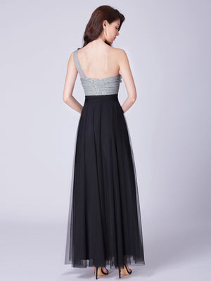 Maxi Long One Shoulder Tulle Party Dresses