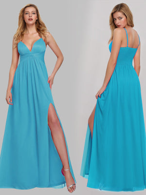 Women's V-Neck Spaghetti Straps Evening Party Maxi Dress