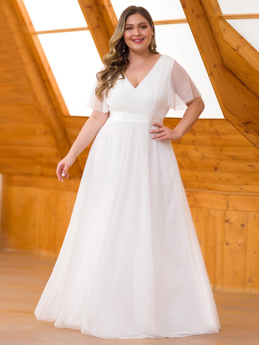 V-Neck A-Line Wedding Dress