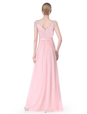 Women's Elegant V-neck Long Bridesmaids Dress